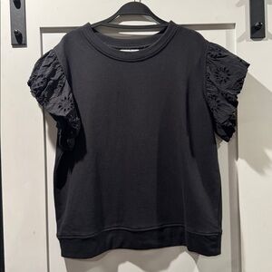 THML Black Boxy Flutter Sleeve Sweatshirt.